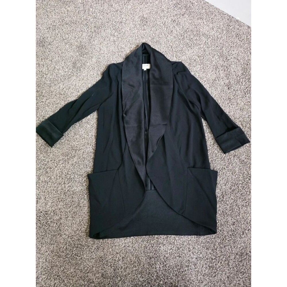 Aritzia Wilfred Chevalier Blazer Jacket Women's Size 0 XS Black Crepe Drape EUC